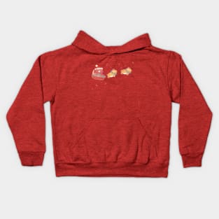 Santa Bear Sleigh Ride with Reindeers Kids Hoodie